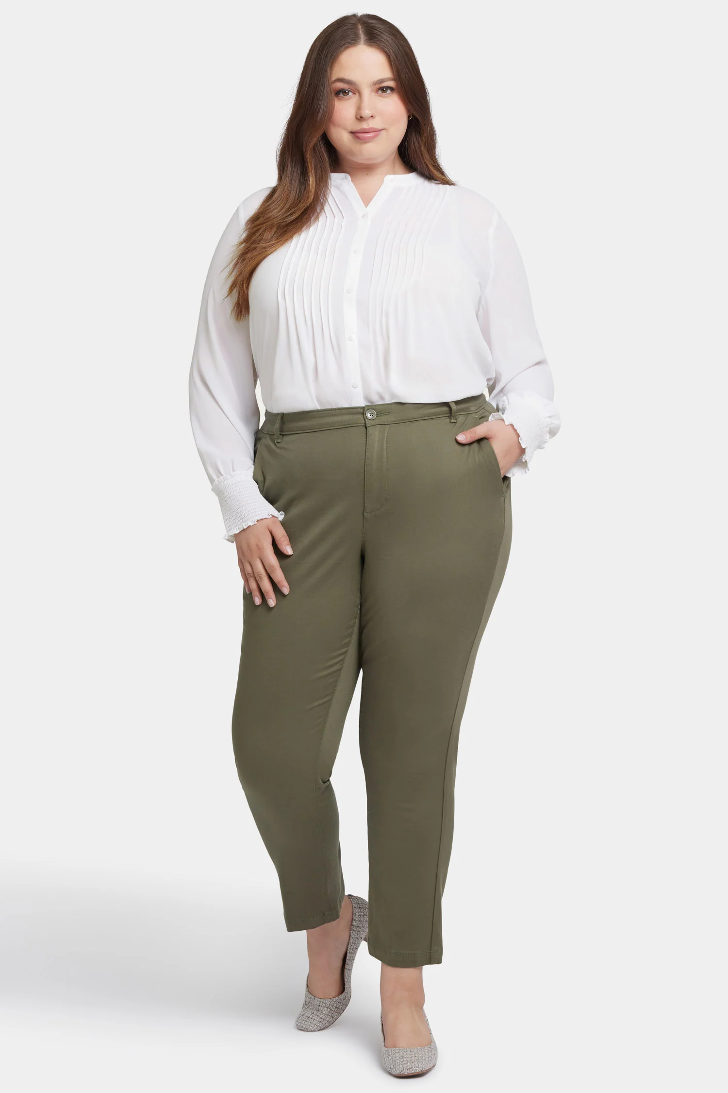 Sadie Slim Pants In Plus Size - Avocado - Image 4