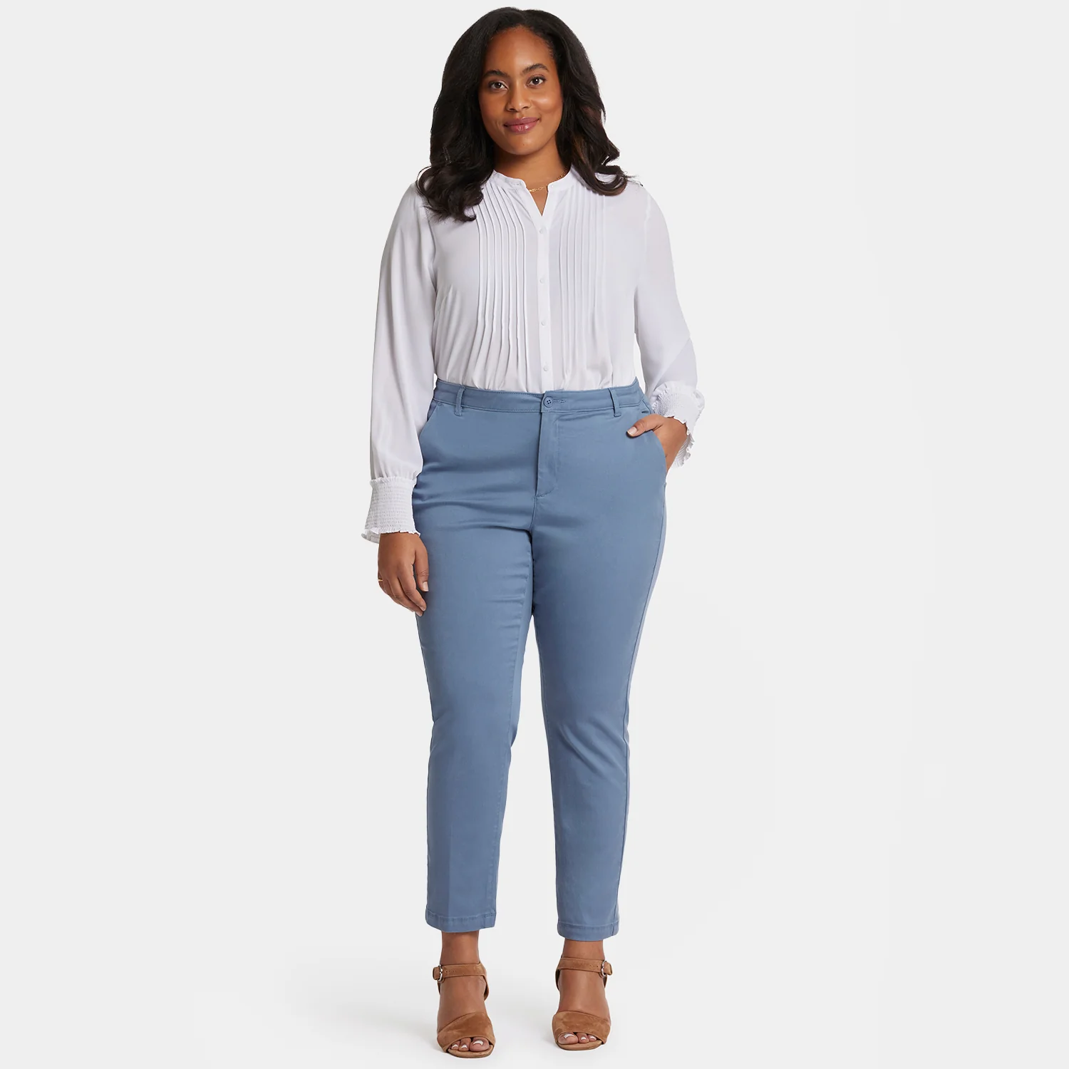 Sadie Slim Pants In Plus Size - Blue Stone - Image 7