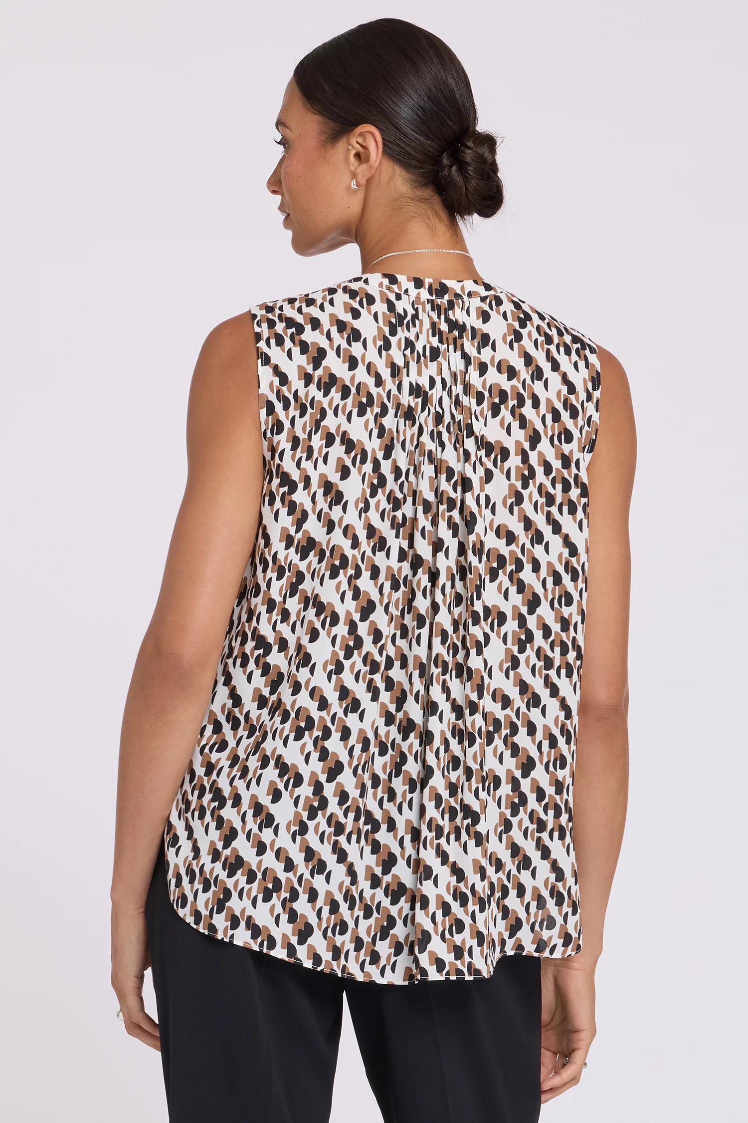 Sleeveless Pintuck Blouse - Geo Gala - Image 2