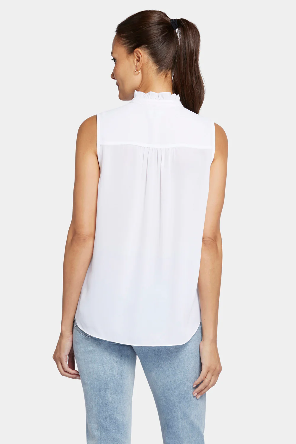Sleeveless Ruffle Neck Blouse - Optic White - Image 2