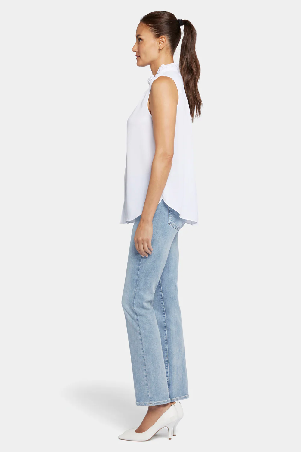Sleeveless Ruffle Neck Blouse - Optic White - Image 3