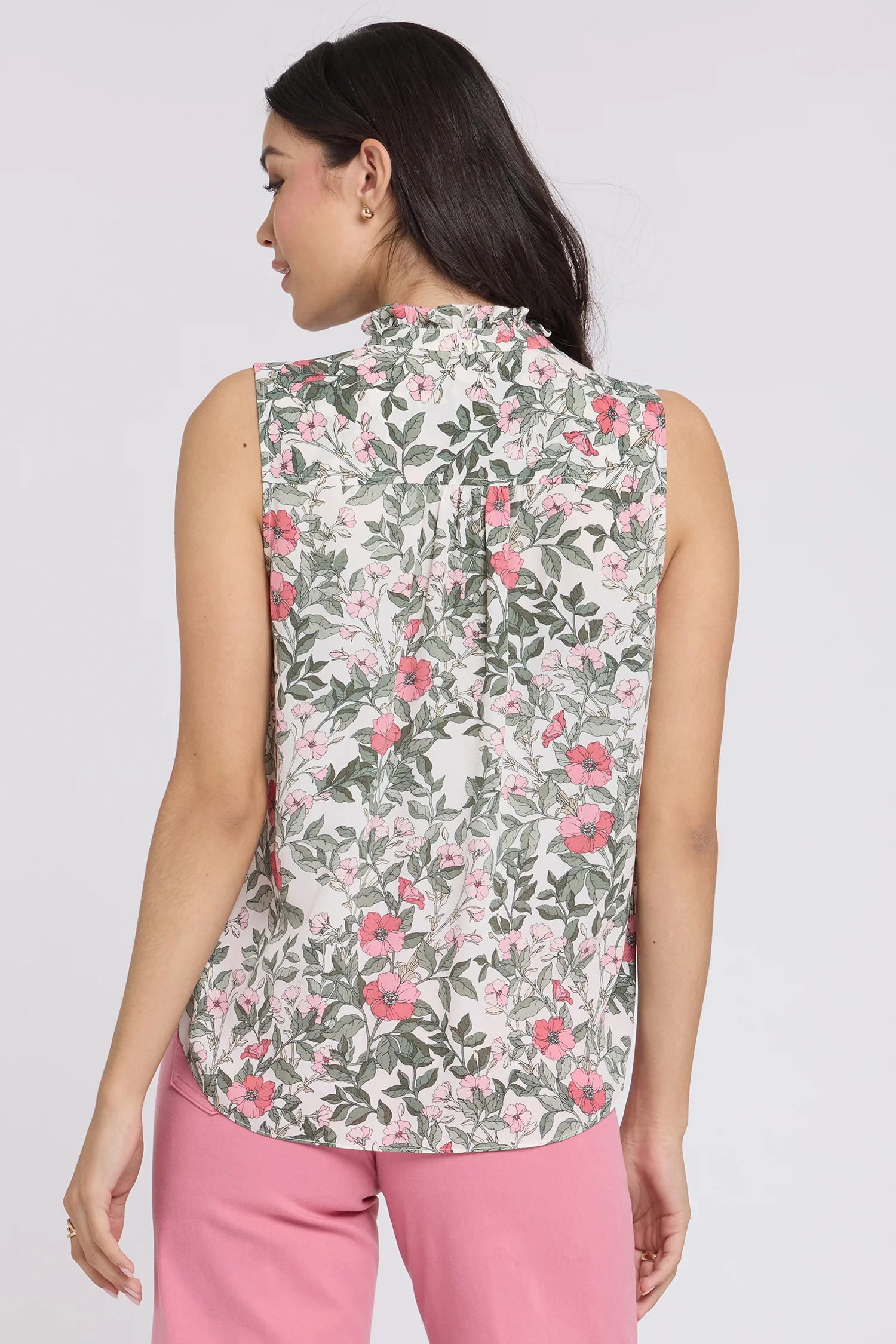Sleeveless Ruffle Neck Blouse - Primrose Garden - Image 3