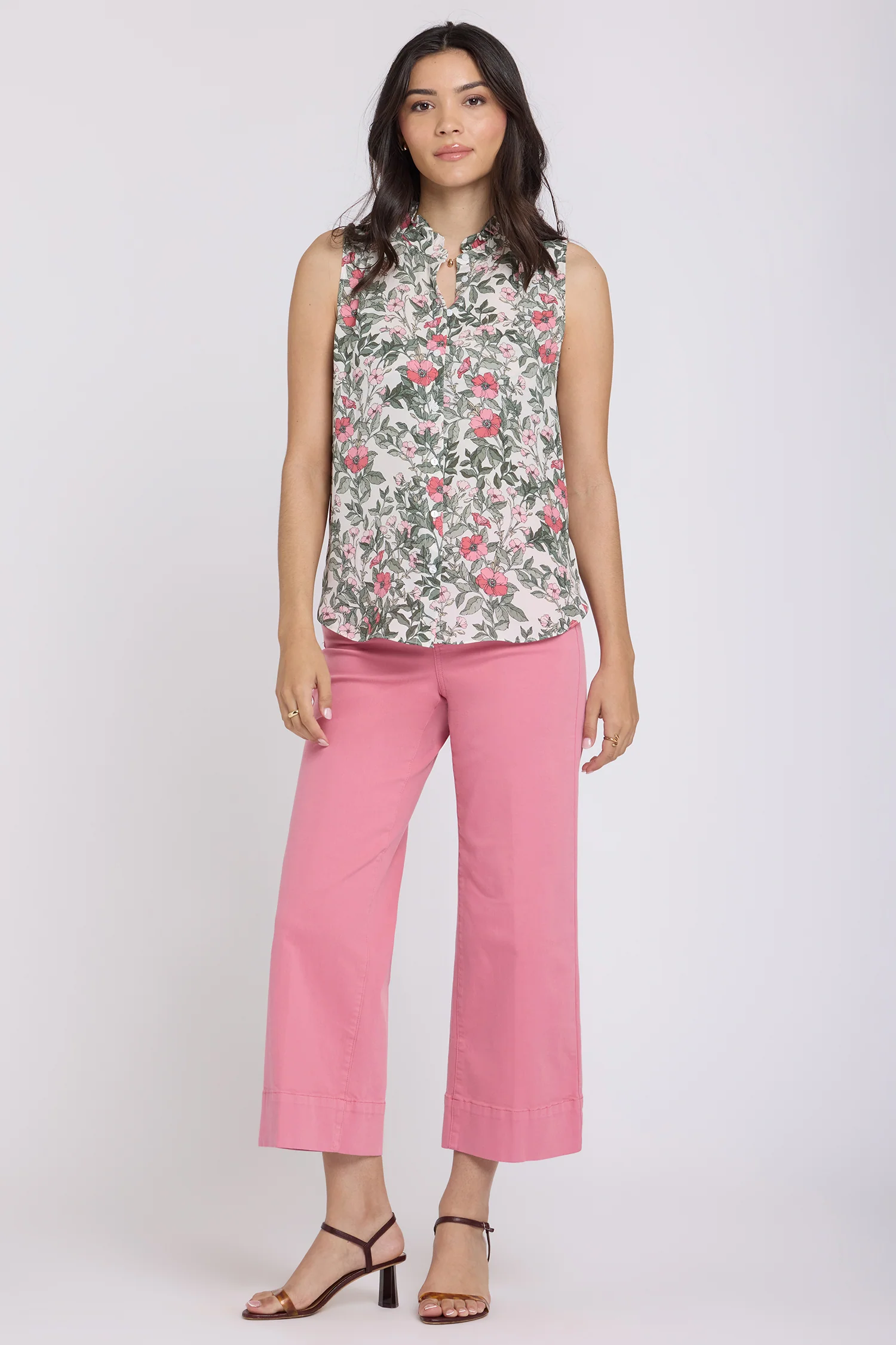 Sleeveless Ruffle Neck Blouse - Primrose Garden - Image 5