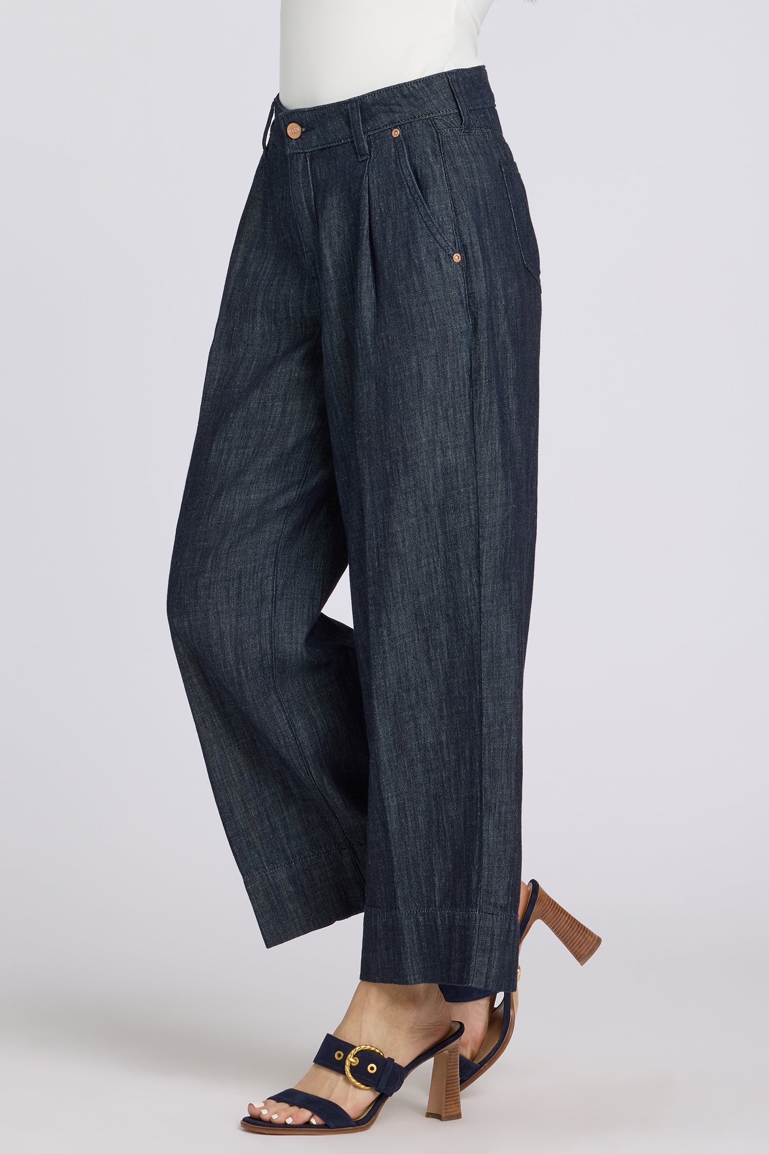 Teresa Wide Leg Ankle Jeans - Dark Indigo - Image 4