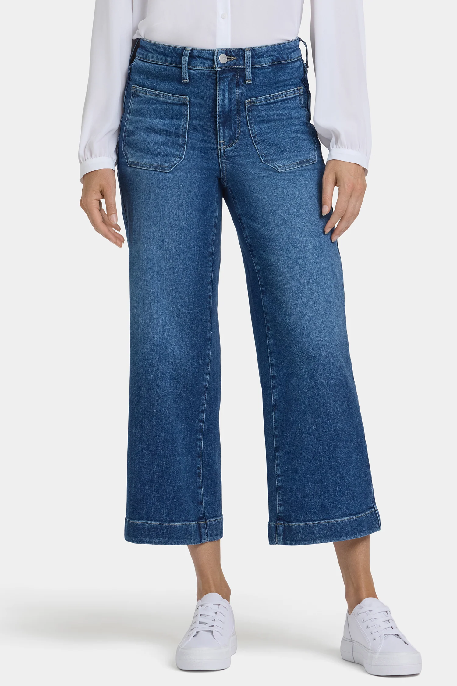 Teresa Wide Leg Ankle Jeans In Petite - Opera Blue - Image 4