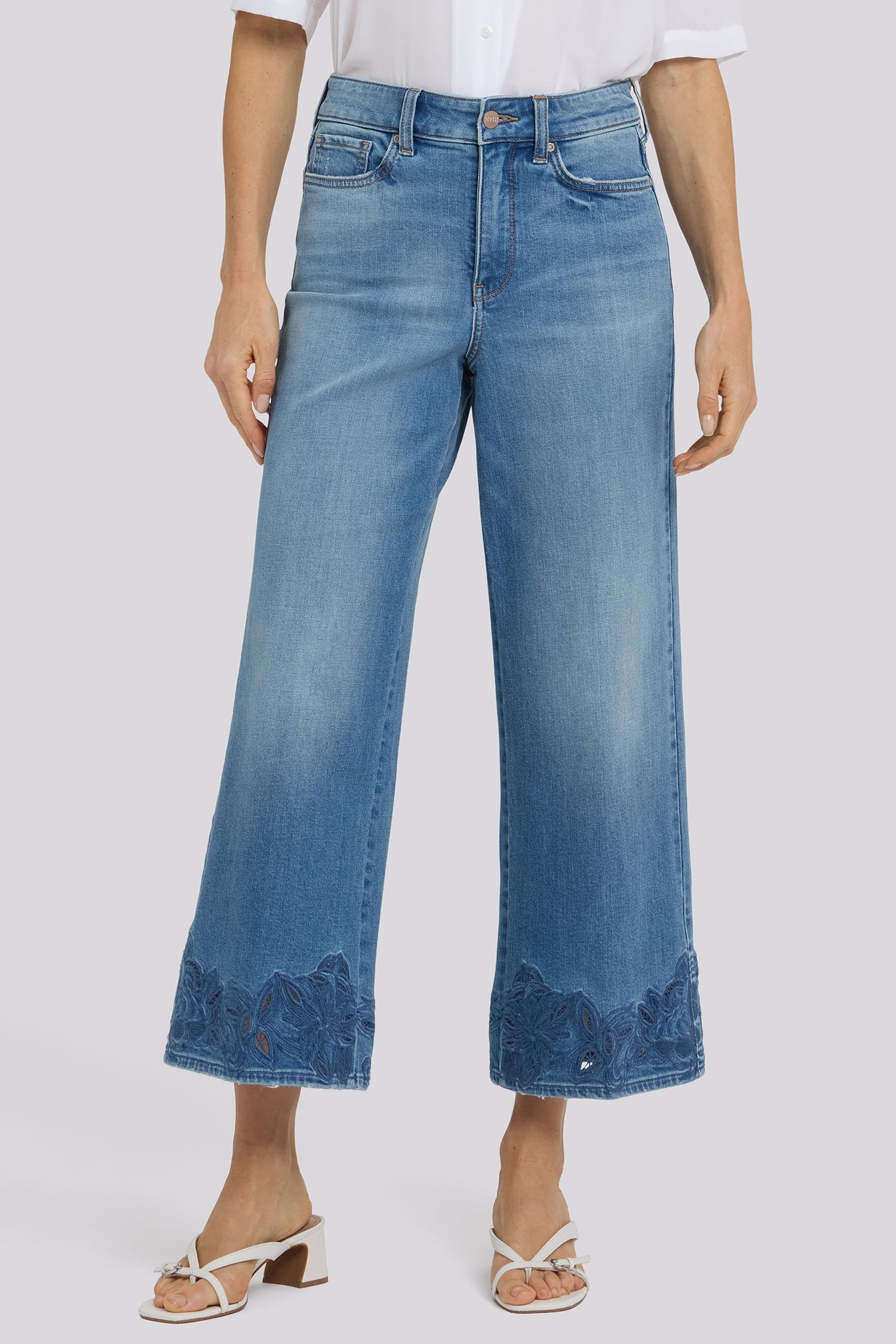 Teresa Wide Leg Ankle Jeans In Petite - Port Sea - Image 5