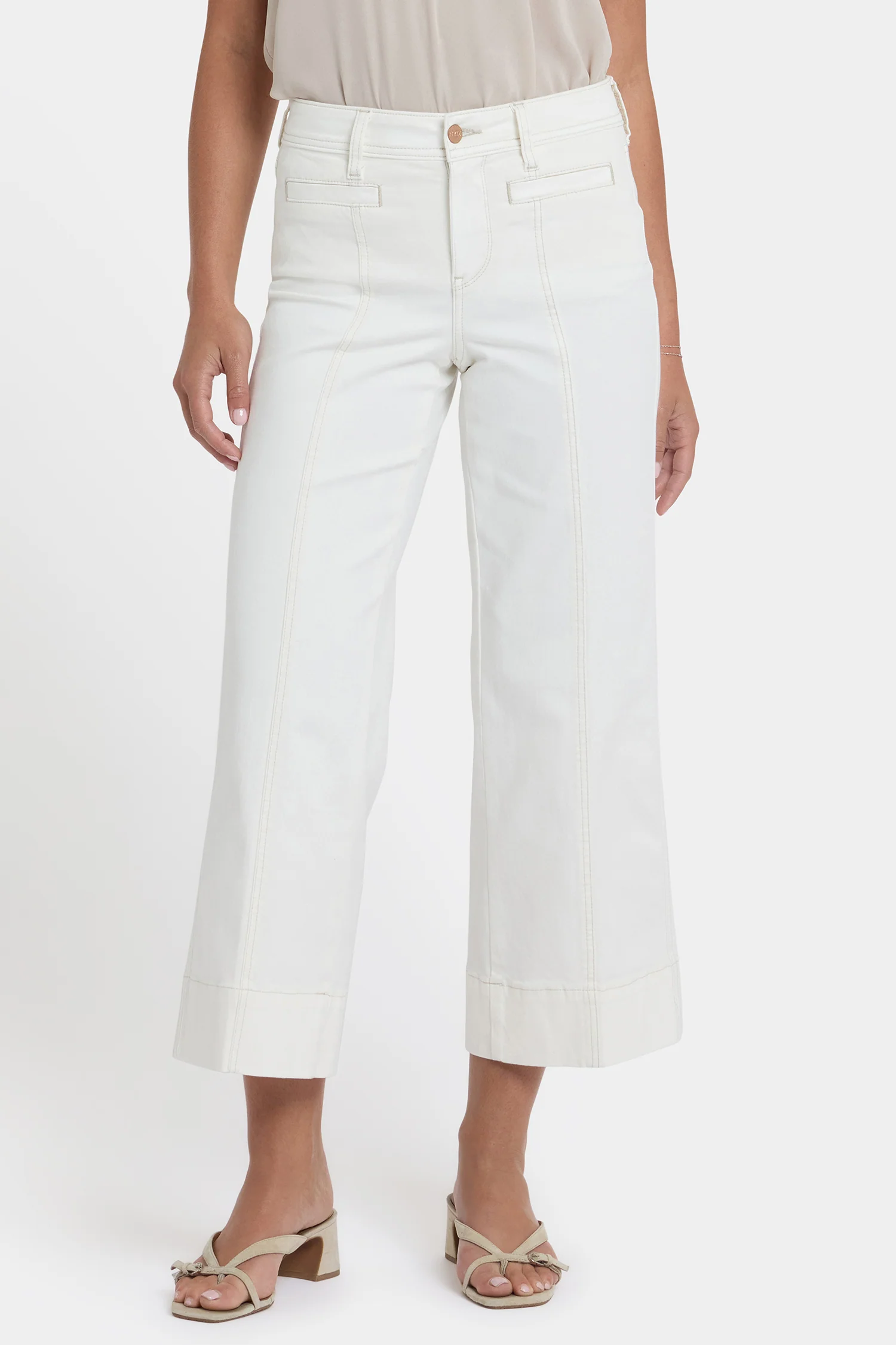 Teresa Wide Leg Ankle Jeans In Petite - Vintage White - Image 5