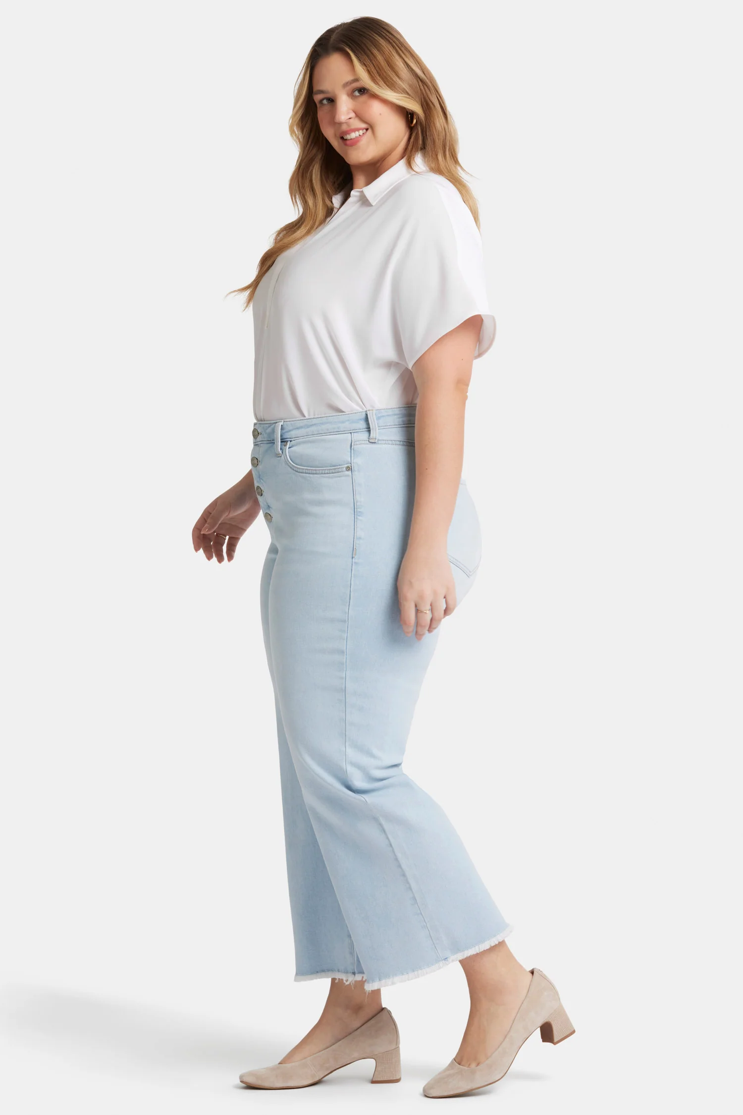Teresa Wide Leg Ankle Jeans In Plus Size - Oceanfront - Image 5