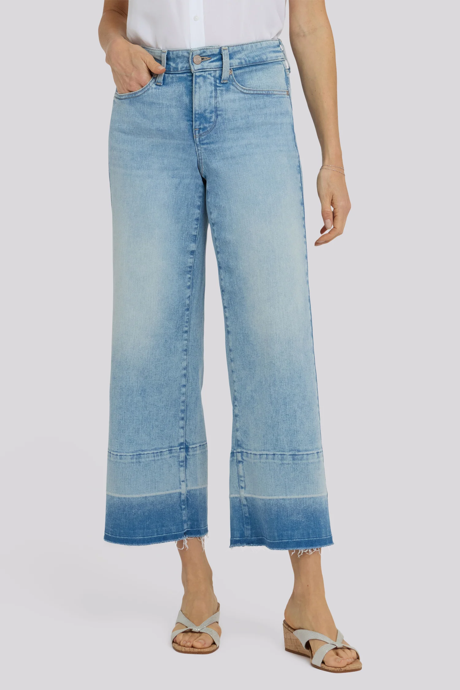 Teresa Wide Leg Ankle Jeans - Oasis Sand - Image 5