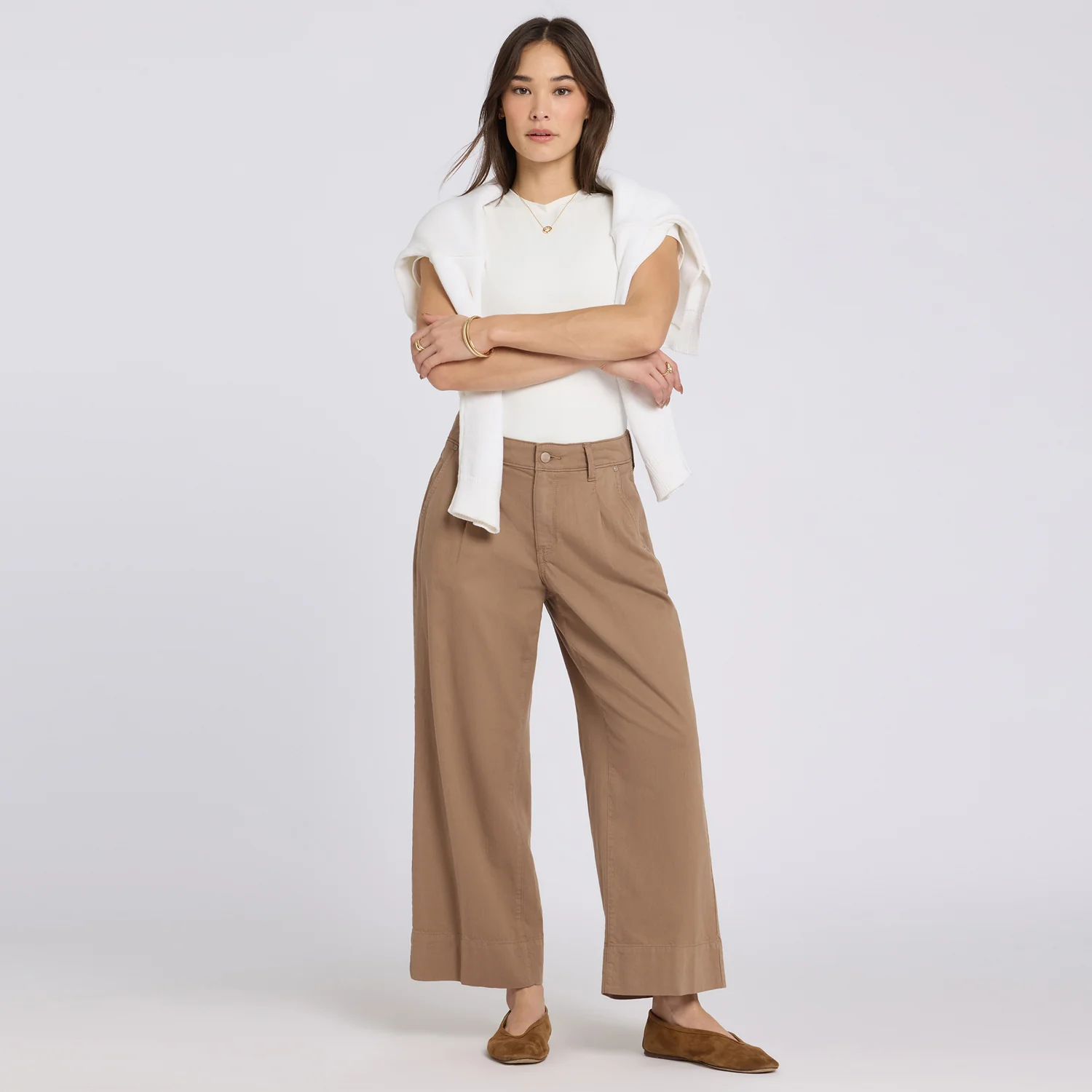 Teresa Wide Leg Ankle Jeans - Toasted Coconut - Image 6