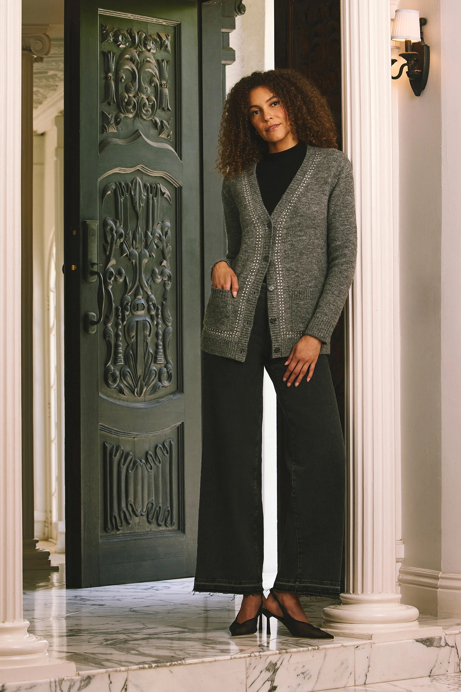 Teresa Wide Leg Jeans - Slate Stone - Image 2