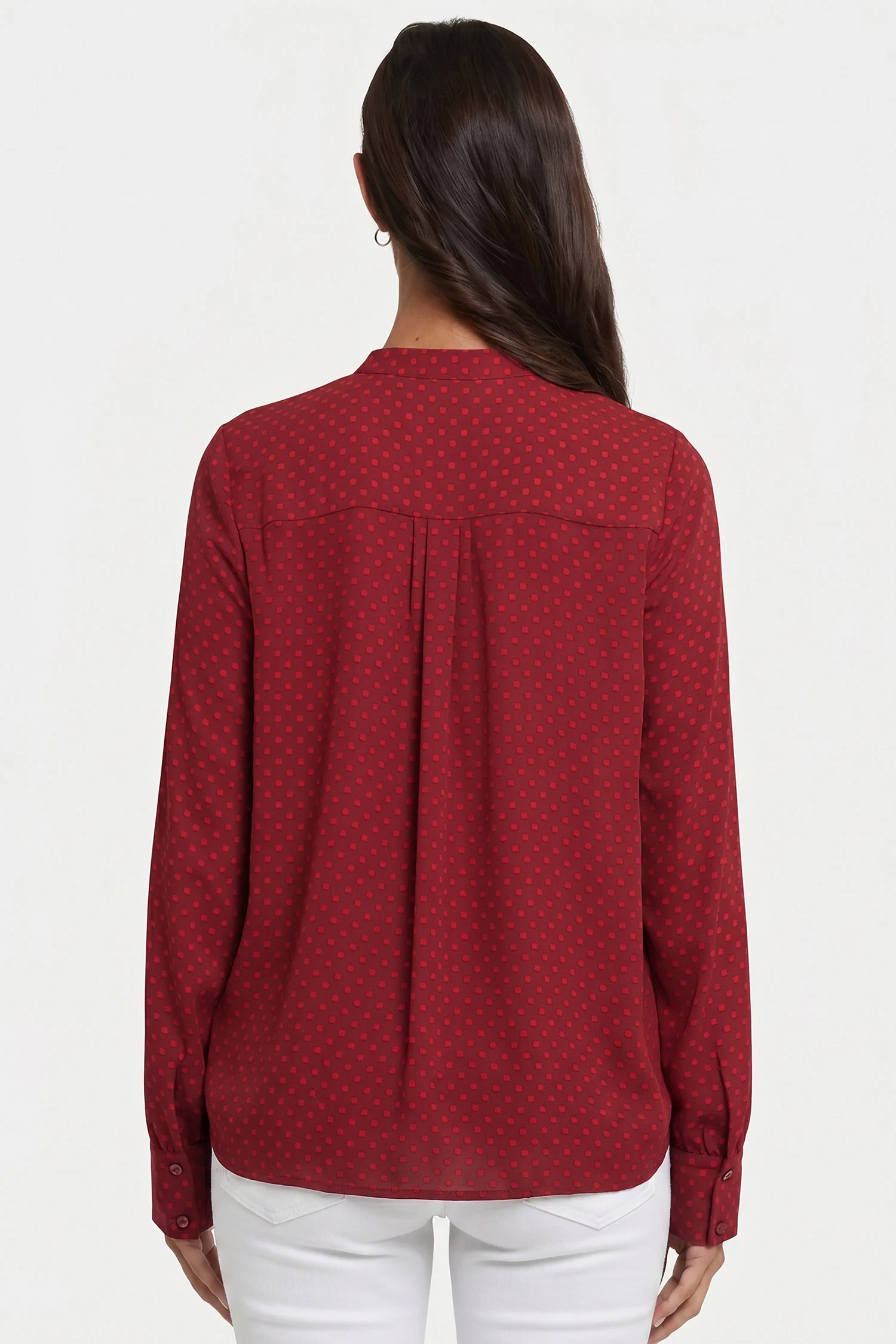 Tie-Neck Blouse - Claret Dots - Image 3