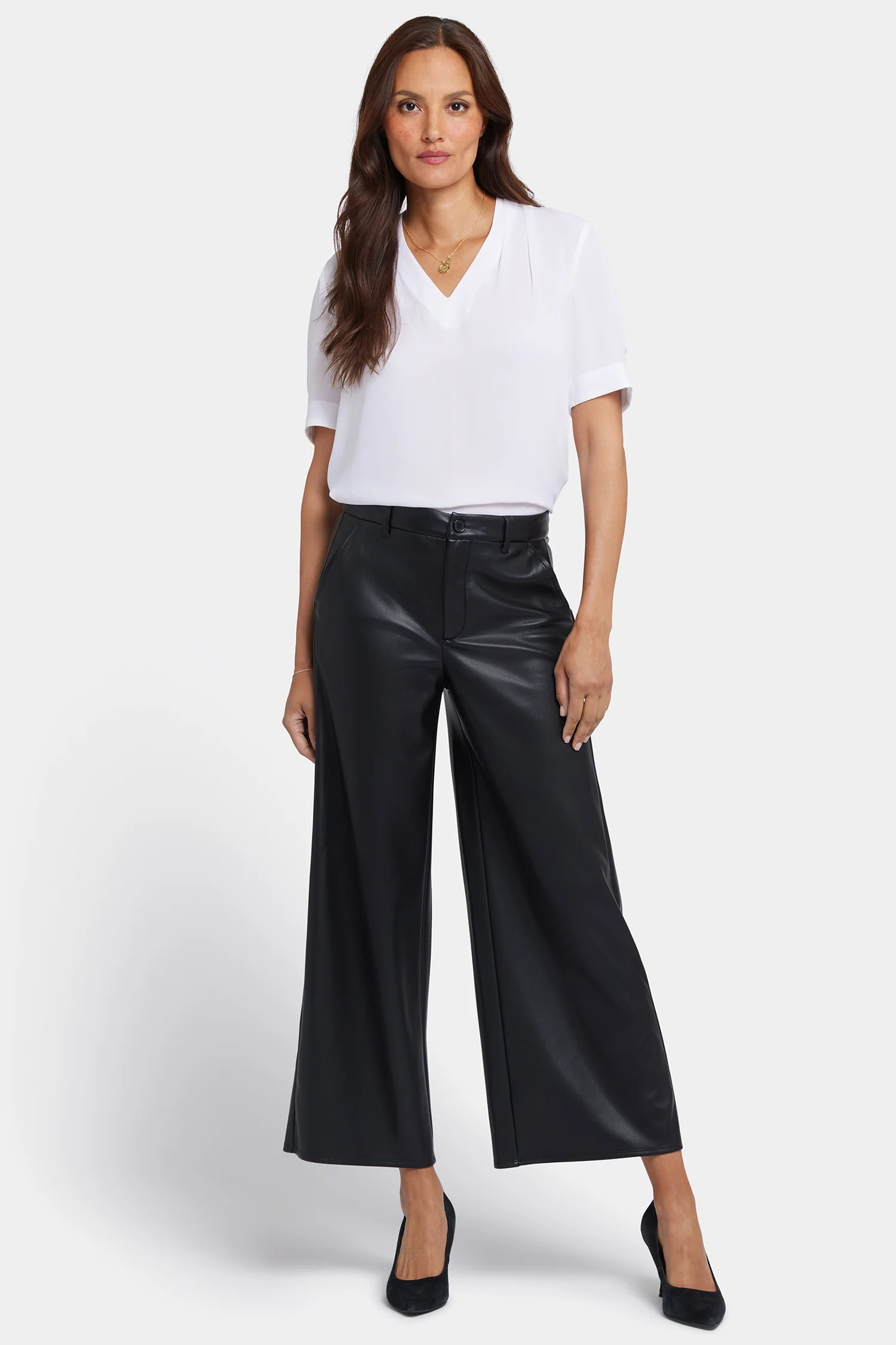 Vegan Stretch Leather Morgan Trouser Pants - Black - Image 5