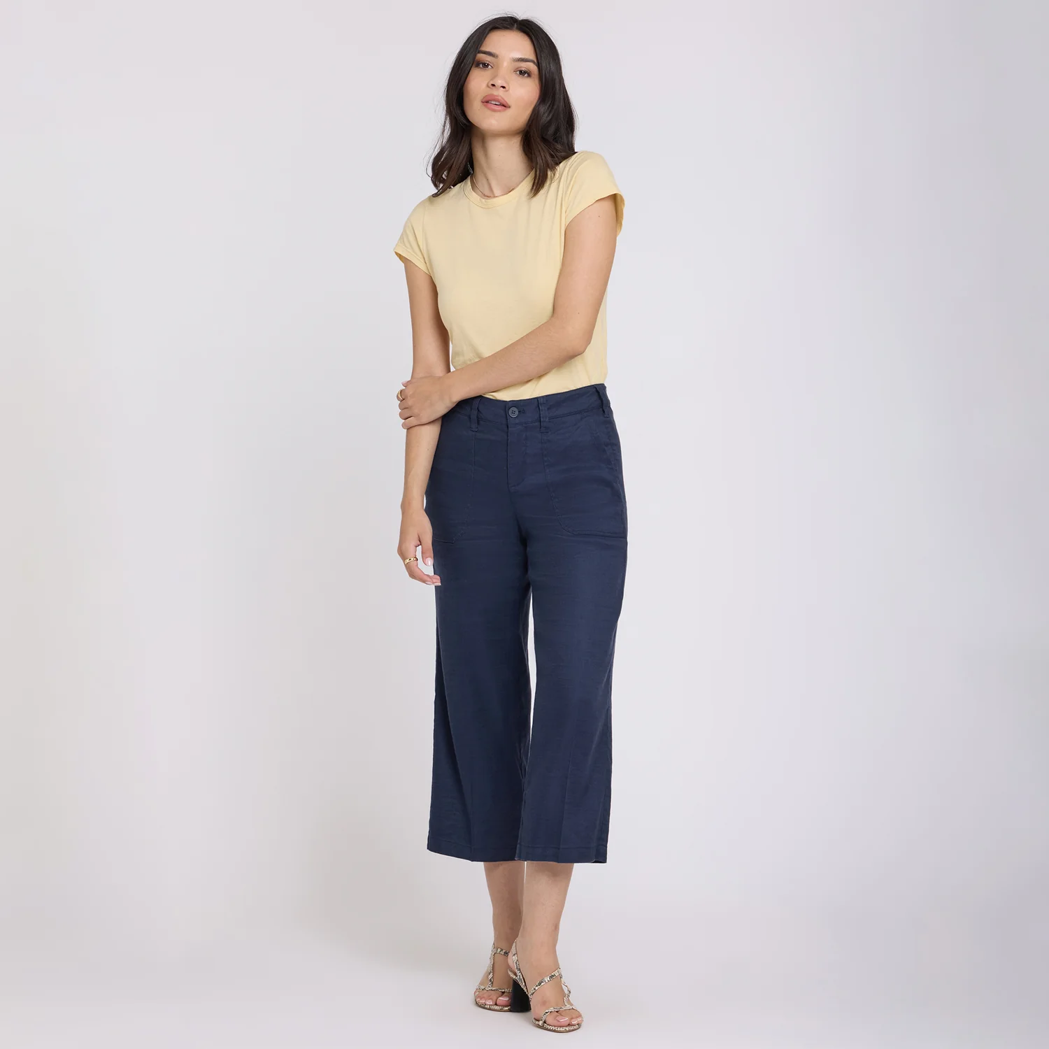 Wide Leg Cargo Capri Pants - Oxford Navy - Image 7
